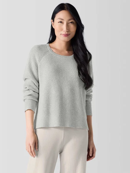 Eileen Fisher Cotton and Recycled Cashmere Thermal Crew Neck Top