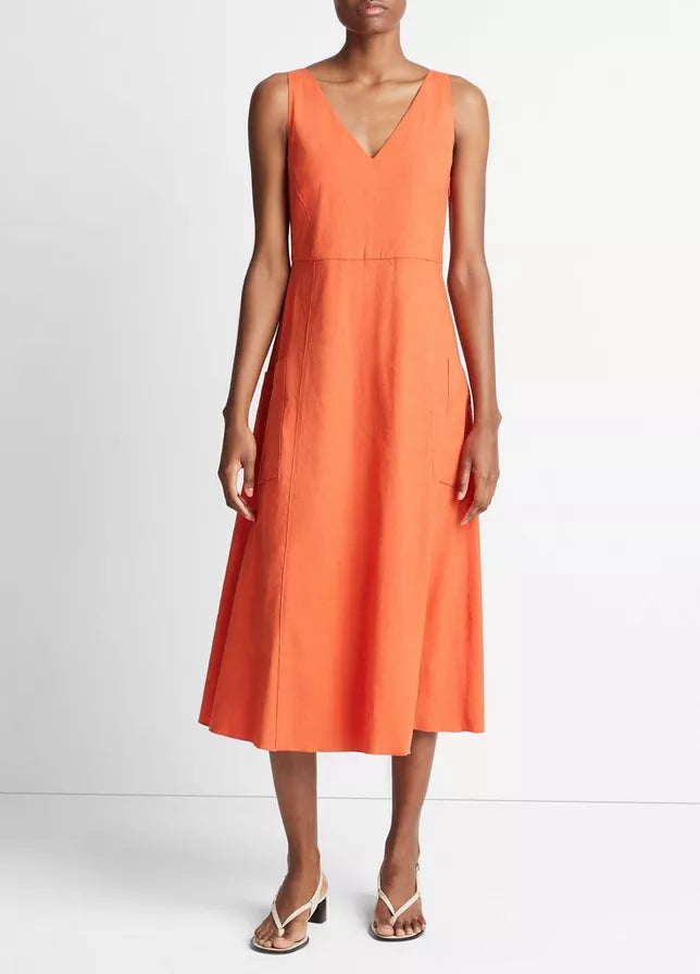 Vince Relaxed V-Neck Pocket Dress