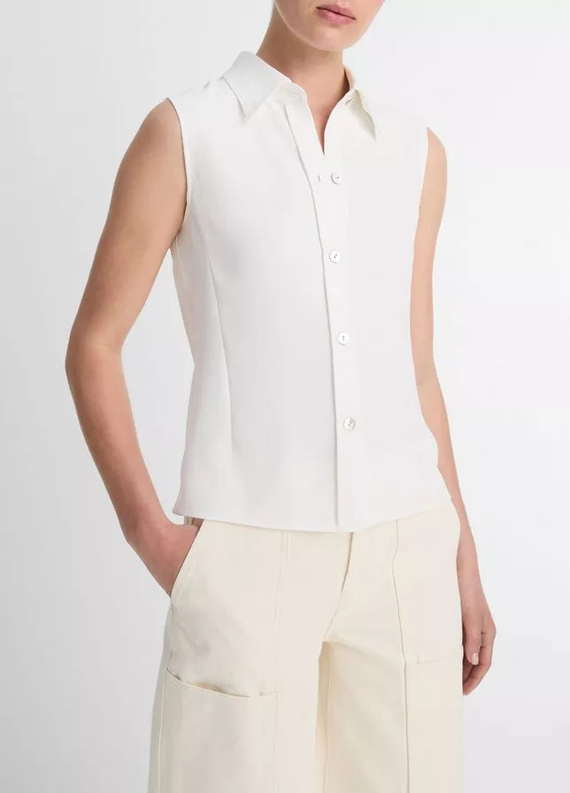 Vince Sleeveless Button-Front Shirt